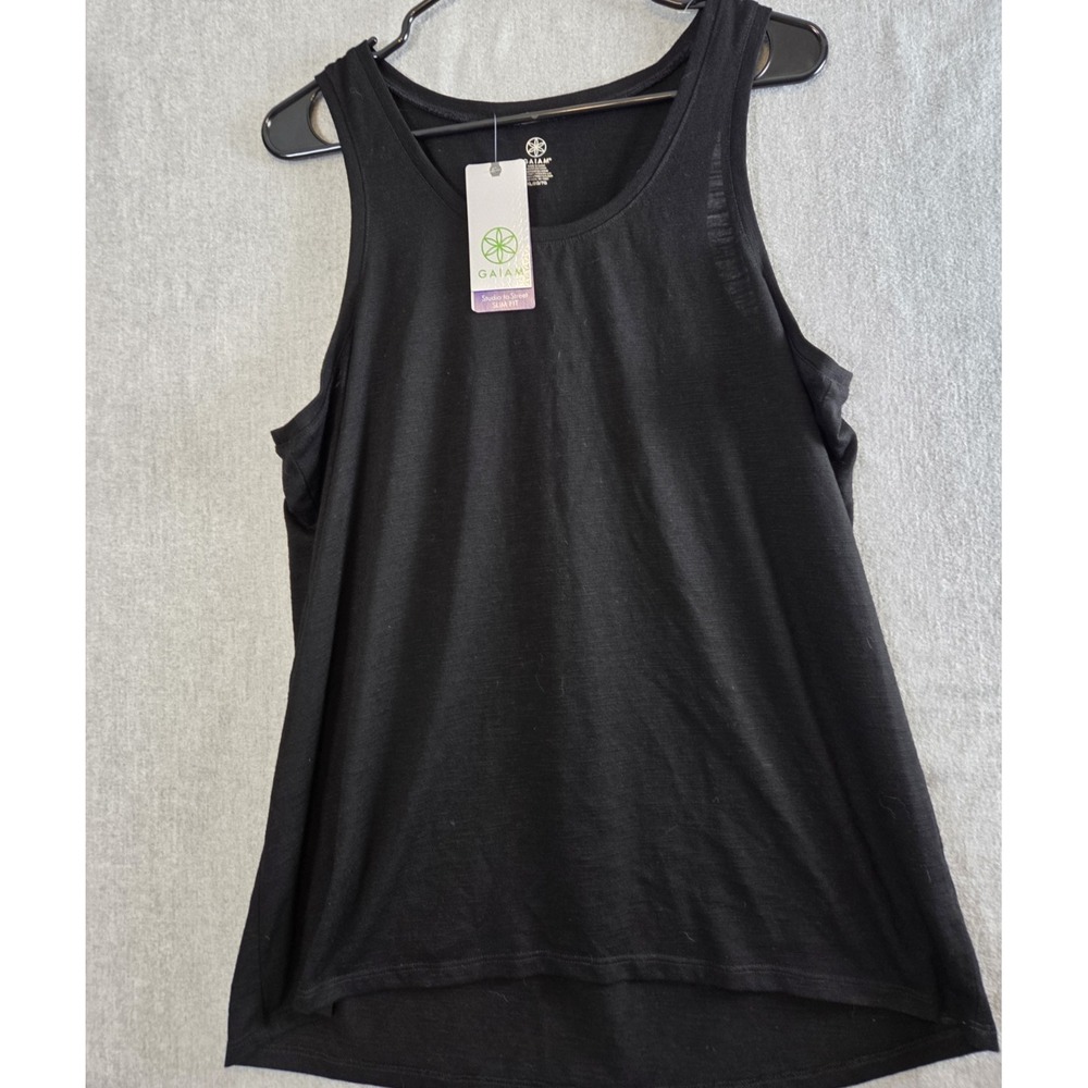 GAIAM Yoga Tank Top Studio to Street XL Black Slim Fit Exercise Active NEW